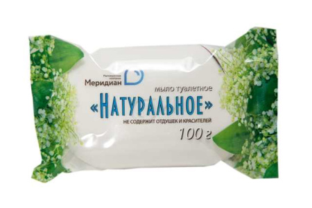 Мыло туалетное твердое "Натуральное" 100 гр в обертке (66 шт/кор) (Краснодар)