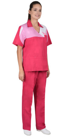Костюм "Лотос" женский: куртка, брюки сливовый с тепло-розовым