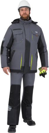 Куртка ЭДВАНС зимняя, серый-т.серый-лимонная отделка Кур 662 Нортси, пл. 135 г/м² ФСС