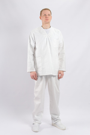 Костюм рабочий универсальный №105 (куртка, брюки) отбеленный, ткань Бязь длинный рукав