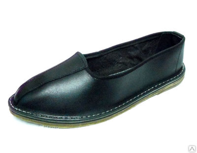 Туфли (тапочки) кожаные на кожаной подошве черные мод.120-0038-01 ТР ТС 019/2011