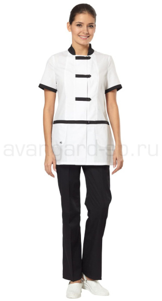 Костюм повара женский "Азия" (цв. белый + черный) (ЧЗ) Костюм повара женский "Азия" (цв. белый + черный) (ЧЗ)