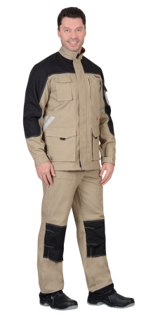 Куртка "ВЕСТ-ВОРК" удлиненная, бежевая с черным (ЧЗ) (распродажа)