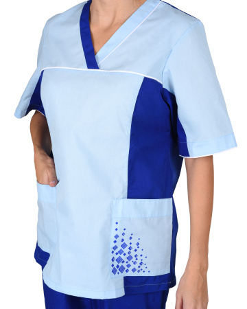 Костюм "Ирина" женский: куртка, брюки светло-синий с голубым (ЧЗ)