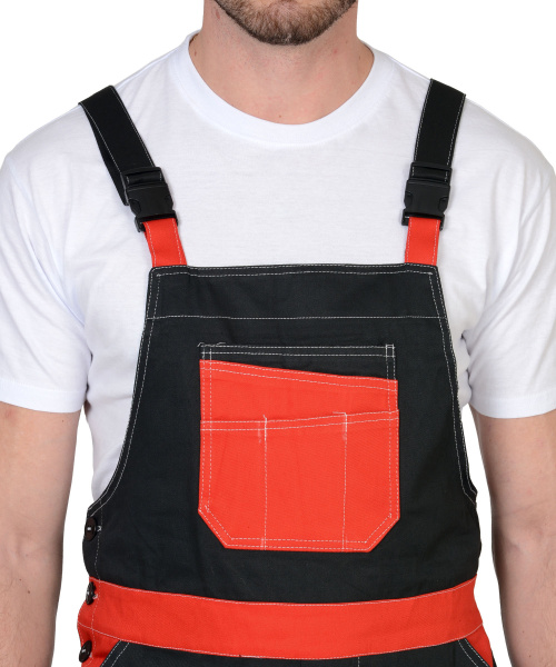 Полукомбинезон "Гранд" чёрный с красным (100% узбекская саржа) Полукомбинезон "Гранд" чёрный с красным (100% узбекская саржа)