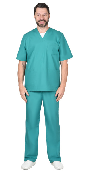 Костюм хирурга универсальный: блуза, брюки зелёный Костюм хирурга универсальный: блуза, брюки зелёный