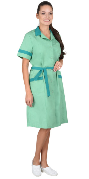 Халат "КЛАССИКА" женский, мятный с темно-зеленым (ЧЗ) Халат "КЛАССИКА" женский, мятный с темно-зеленым (ЧЗ)