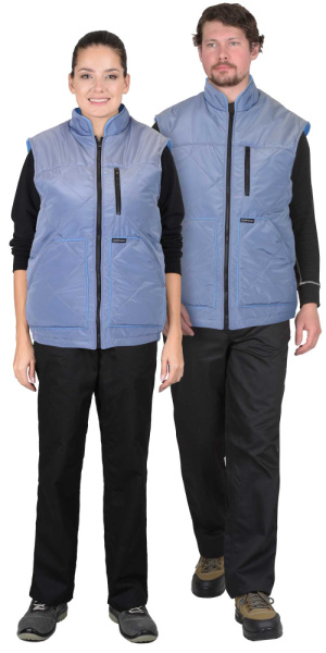 Жилет "ЕВРОПА" удлиненный, Скай блю (на подкладке флис голубой) (ЧЗ) тк. Принц