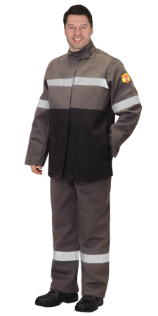 Костюм сварщика "СФИНКС" летний: куртка, брюки, серый с черным и СОП 50мм (распродажа)