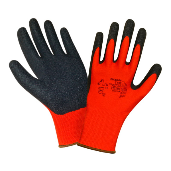 Перчатки 2Hands 7132, нейлон/латексное покрытие ладони и пальцев Перчатки 2Hands 7132, нейлон/латексное покрытие ладони и пальцев