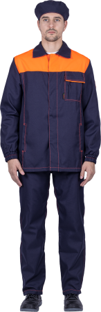 Костюм ХИМОС противокислотный, куртка, брюки, берет, темно-синий/оранжевый