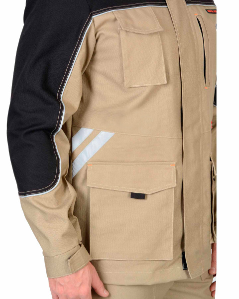 Куртка "ВЕСТ-ВОРК" удлиненная, бежевая с черным (ЧЗ) (распродажа)