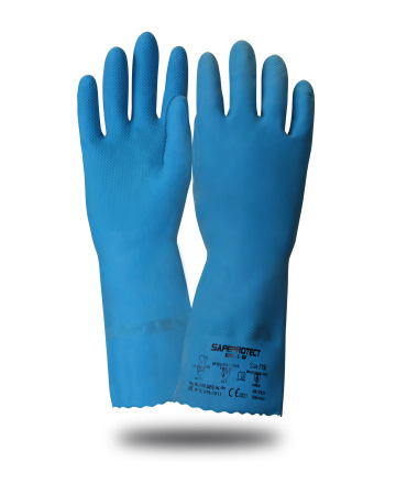 Перчатки Safeprotect КЩС -1-SP" синие (латекс,  слой Silver, толщ.0,45мм,дл.300мм.)