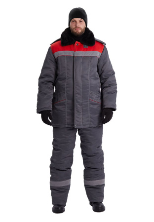 Костюм зимний "ВЬЮГА" куртка/полукомб. цвет: т.серый/красный URSUS (ЧЗ) Костюм зимний "ВЬЮГА" куртка/полукомб. цвет: т.серый/красный URSUS (ЧЗ)