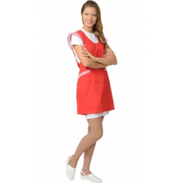 Фартук-сарафан "Веста" красный с полоской (ЧЗ) Фартук-сарафан "Веста" красный с полоской (ЧЗ)