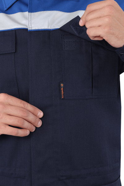 Костюм мужской АНТИСТАТ от МВ и ОПЗ, от стат. элект. (куртка, п/ком)  т.синий/вас. КОС 583 (ЧЗ) Костюм мужской АНТИСТАТ от МВ и ОПЗ, от стат. элект. (куртка, п/ком)  т.синий/вас. КОС 583 (ЧЗ)