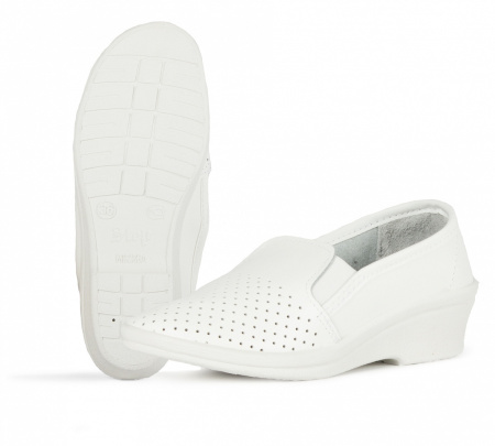 Туфли с перфорацией женские нат.кожа ПВХ, белый арт. 41-22-7 Step