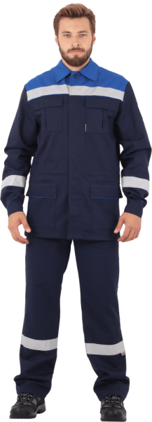 Костюм мужской АНТИСТАТ от МВ и ОПЗ, от стат. элект. (куртка, п/ком)  т.синий/вас. КОС 583 (ЧЗ) Костюм мужской АНТИСТАТ от МВ и ОПЗ, от стат. элект. (куртка, п/ком)  т.синий/вас. КОС 583 (ЧЗ)