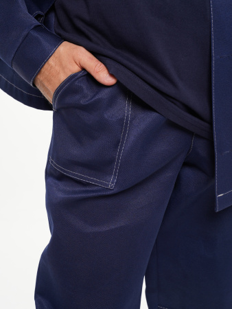 Костюм рабочий мужской №100 (куртка, брюки) тёмно-синий с васильковым без СОП (ЧЗ)