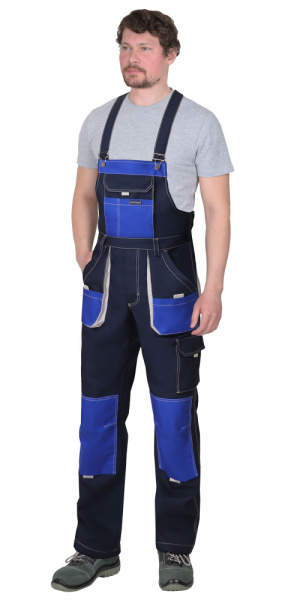 Полукомбинезон "Двин" синий с васильковым и молочной отделкой Полукомбинезон "Двин" синий с васильковым и молочной отделкой