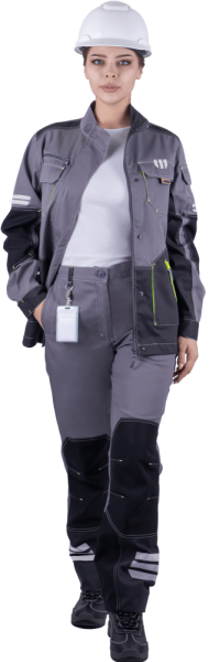 Куртка ЭДВАНС летняя, серый-т.серый-черный, женская Кур 689 Томбой, пл. 245 г/м² ФСС (ЧЗ)