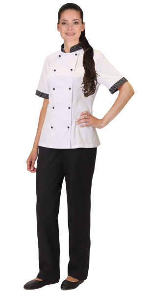 Китель "Мишлен"женский белый с отделкой Китель "Мишлен"женский белый с отделкой