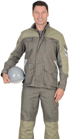 Куртка "Вест-Ворк" удлиненная, т.оливковый со св.оливковым (ЧЗ)