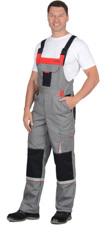 Полукомбинезон "СТАН" :  ср-серый с черной и красной отделкой