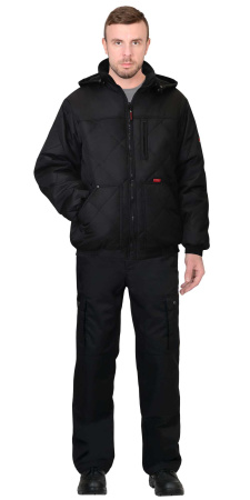 Куртка "ПРАГА-Люкс" мужская, короткая с капюшоном, черная (ЧЗ)