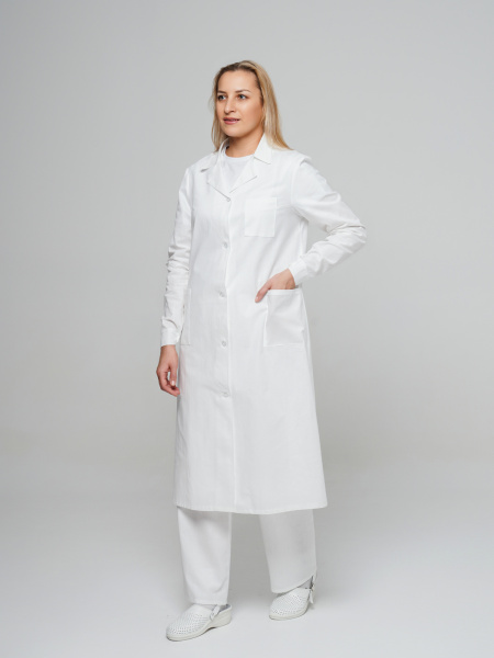 Халат рабочий женский №201 отбеленный, ткань Бязь Халат рабочий женский №201 отбеленный, ткань Бязь