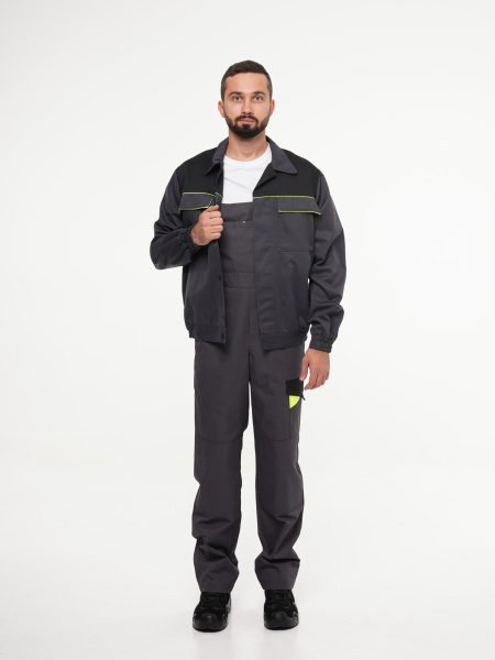 Куртка рабочая мужская №110 темно-серая с черной и лимонной отделкой (ЧЗ) Куртка рабочая мужская №110 темно-серая с черной и лимонной отделкой (ЧЗ)