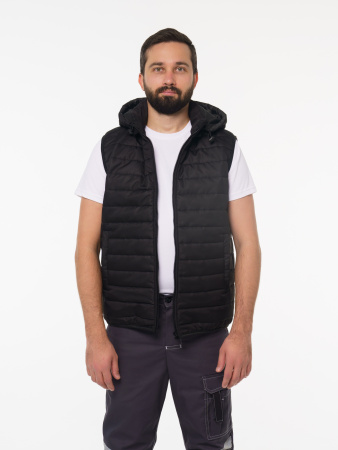 Жилетка мужская зимняя Кур713 цвет черный, ткань п/э