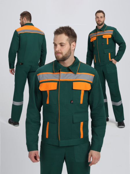 Костюм ИТР СОП IMP (тк.Саржа,250) брюки, т.зеленый/оранжевый Костюм ИТР СОП IMP (тк.Саржа,250) брюки, т.зеленый/оранжевый