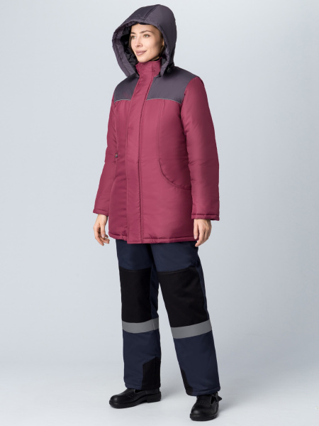 Куртка зимняя женская Снежана (тк.Дюспо), бордовый/т.серый Куртка зимняя женская Снежана (тк.Дюспо), бордовый/т.серый