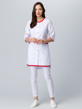 Халат женский Симпл-003 (тк.Смесовая,120) MedLine, белый/красный Халат женский Симпл-003 (тк.Смесовая,120) MedLine, белый/красный