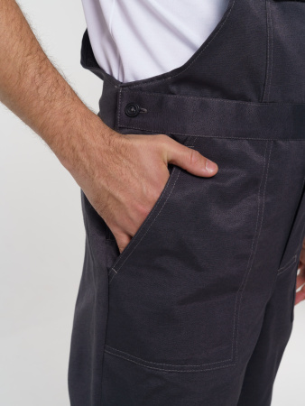 Костюм рабочий мужской №102 (куртка, полукомбинезон) тёмно-серый, черным с лимонным кантом