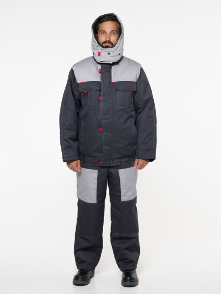 Костюм "Фаворит" зимний: куртка кор., п/комб. тёмно-серый с серым Костюм "Фаворит" зимний: куртка кор., п/комб. тёмно-серый с серым