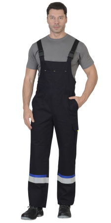 Костюм "БОСТОН": куртка, п/комб. синий с вас. и чер. отд. (узб.Саржа) пл. 320 г/кв.м (ЧЗ)