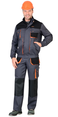 Куртка "МАНХЕТТЕН"короткая темно-серая с оранжевым и черным (ЧЗ)