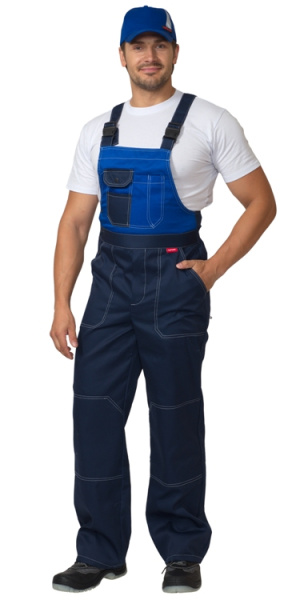 Костюм "Гранд" летний:  куртка, полукомбинезон синий с васильковым (распродажа) (ЧЗ)