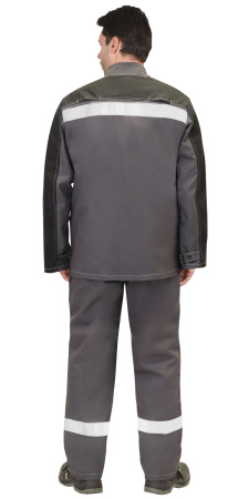 Костюм сварщика "ГЕРКУЛЕС" летний: куртка, п/к темно-серый с черным, СОП 50мм (ЧЗ)