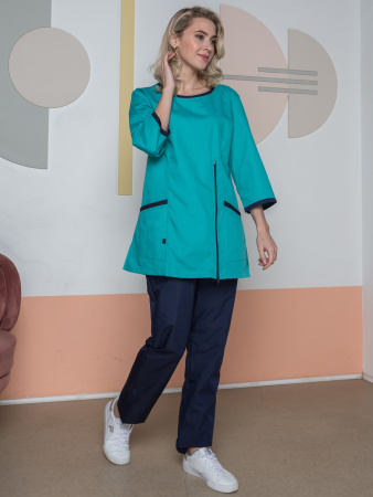 Женский костюм Вояж (ткань ТиСи), светло бирюзовый/темно синий Женский костюм Вояж (ткань ТиСи), светло бирюзовый/темно синий