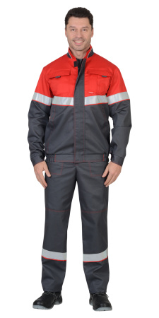 Костюм "Навигатор" летний: куртка, п.комб. серый с красным и СОП (распродажа)