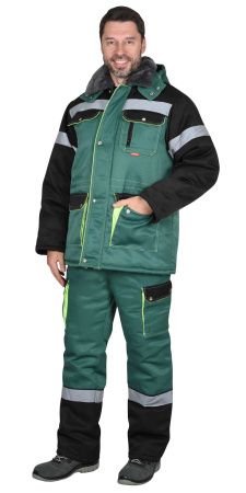 Костюм "ТИТАН" зим: куртка дл., п/к. зеленый с черным и СОП-50мм.
