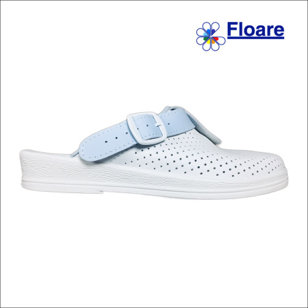 Сабо женские белые с голубым арт. 74060108/06 РАЯ нат. кожа, натур. стелька Молдшуз