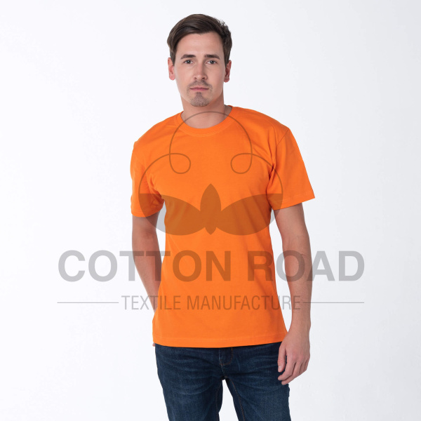 Футболки МУЖСКИЕ трикотажные (состав: 100% х/б); плотность 180 гр/м² (16-1367) (Оранжевый)