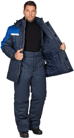 Костюм СПЕЦ зимний, т/синий-василёк Кос 611 смесовая хлопкополиэфирная, пл. 210 г/м² ФСС
