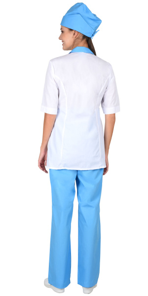 Костюм "Флоренция" женский: куртка, брюки, колпак белый с голубым  (ЧЗ) Костюм "Флоренция" женский: куртка, брюки, колпак белый с голубым  (ЧЗ)