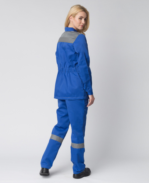 Костюм женский Весна-1 СОП NEW (тк.Смесовая,210) брюки, васильковый/серый (ЧЗ)