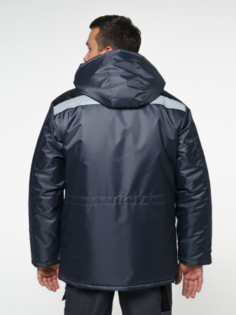 Куртка мужская зимняя Кур704 ткань Оксфорд, цвет темно-серый с черным